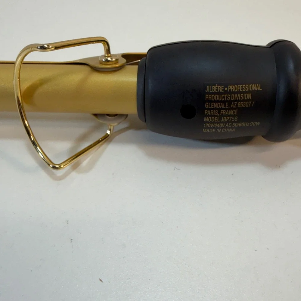 Jilbere De Paris Curling Iron 3/4 Inch Gold Ceramic Professional Wand JBP75S
